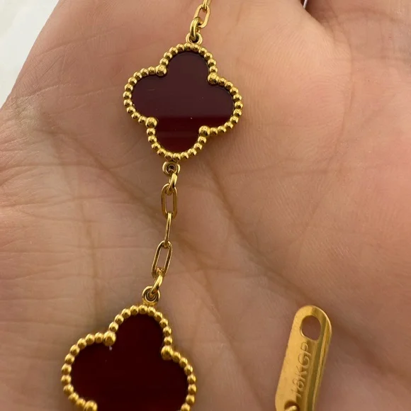 18 KG gold and vine redclover flower Alhambra arpels5 motif GoldBracelet
